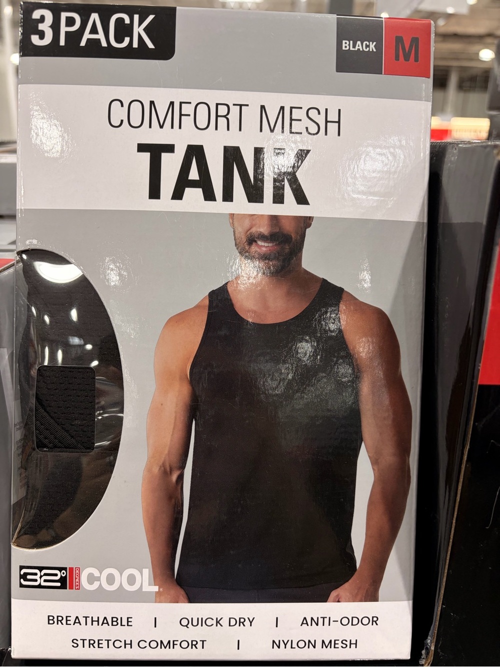 32 Degrees Cool Mesh Tank 3-Pack Mens black Anti-Odor Comfort NEW S/M/L